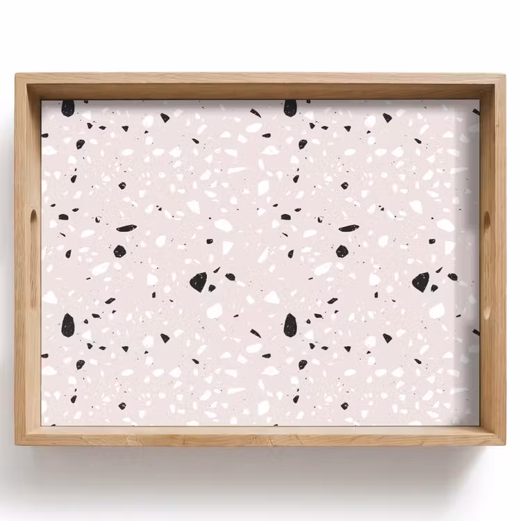 Vassoio - Terrazzo - Motivo - Morbido - Nero - Bianco — 1