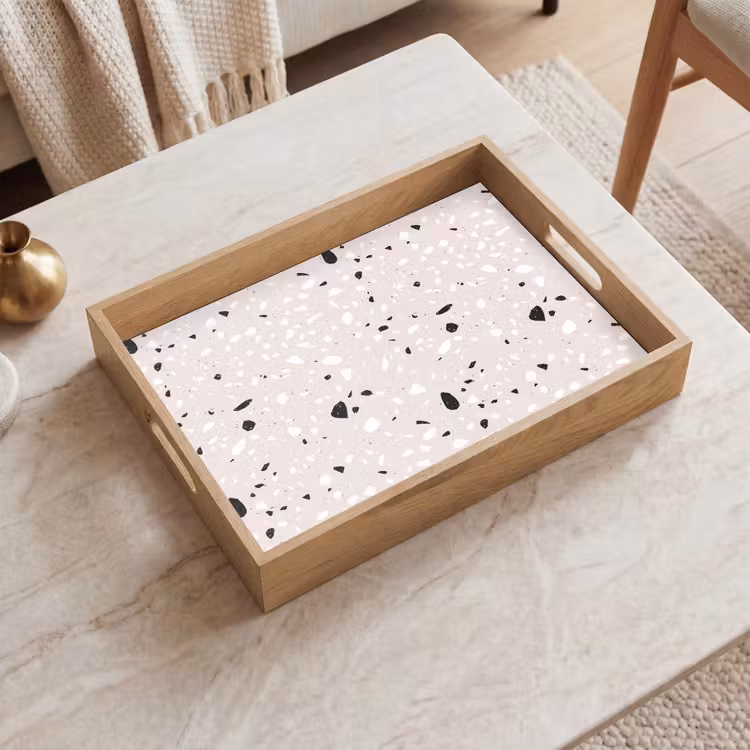 Vassoio - Terrazzo - Motivo - Morbido - Nero - Bianco — 2
