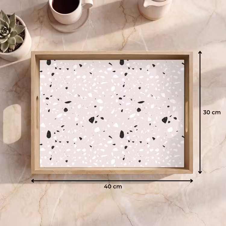 Vassoio - Terrazzo - Motivo - Morbido - Nero - Bianco — 7