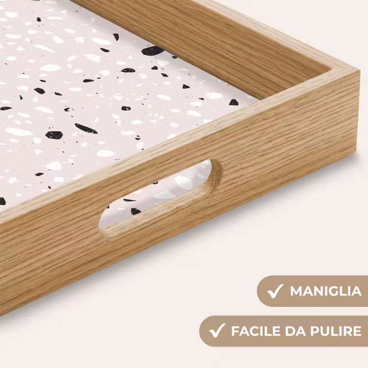 Vassoio - Terrazzo - Motivo - Morbido - Nero - Bianco — 8