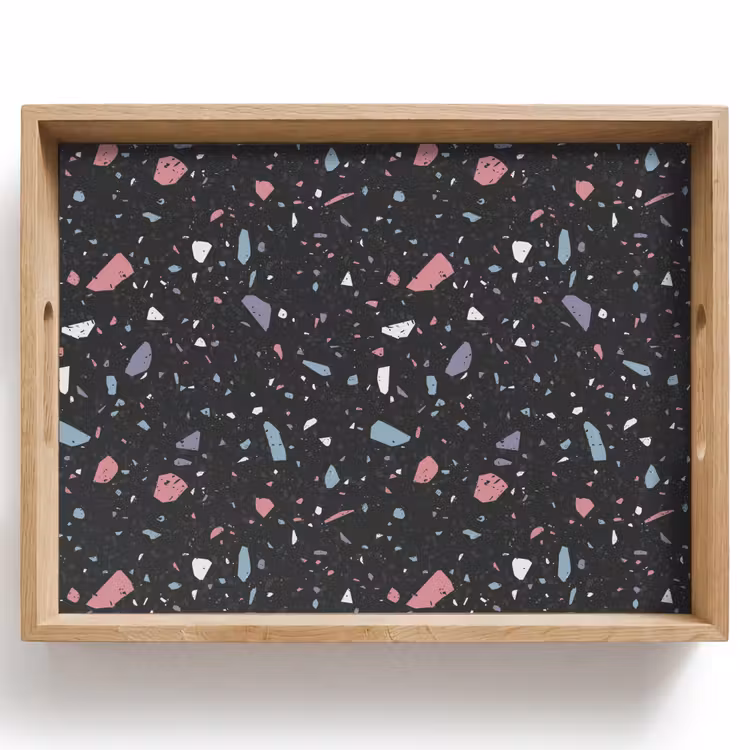 Vassoio - Terrazzo - Motivo - Nero - Morbido — 1