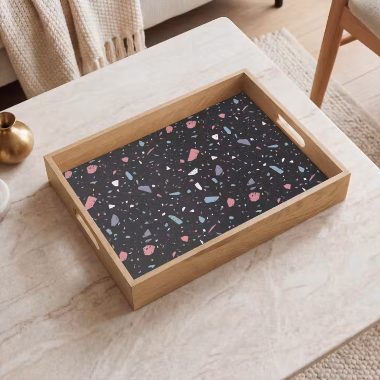 Vassoio - Terrazzo - Motivo - Nero - Morbido — 2