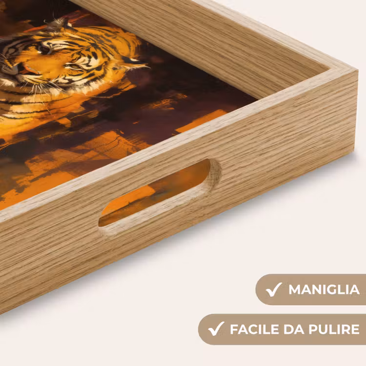 Vassoio - Tigre - Dipinto - Arancione - Colpi di spazzola — 8