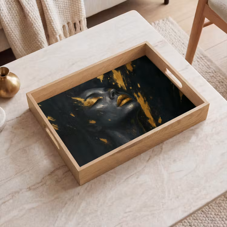 Vassoio - Volto - Donna - Schizzi di vernice - Astratto — 2