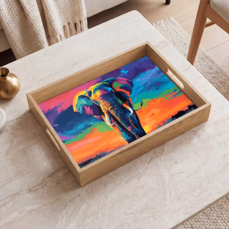 Vassoio - Elefante - Colorato - Cielo - Astratto — 2