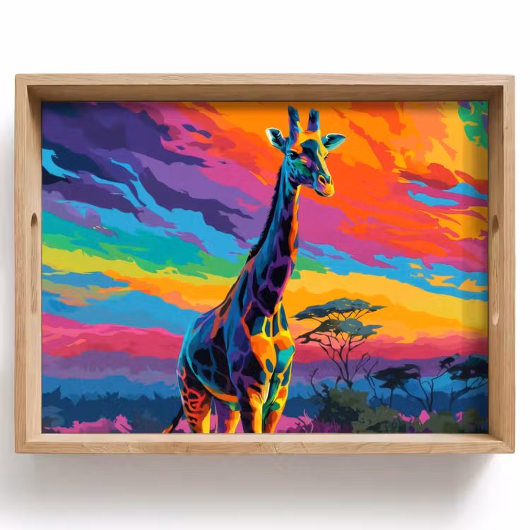 Vassoio - Giraffa - Savana - Aria - Colorato — 1