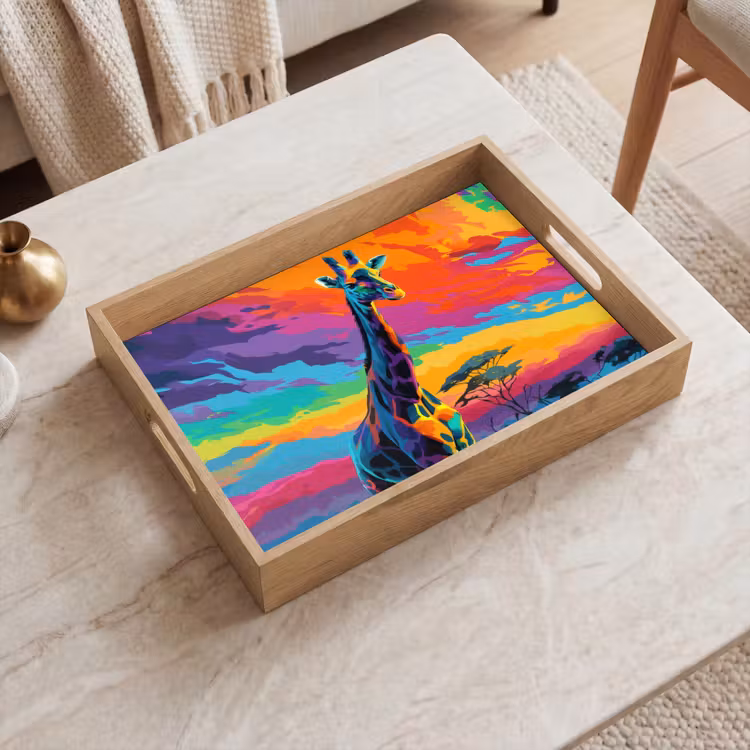 Vassoio - Giraffa - Savana - Aria - Colorato — 2