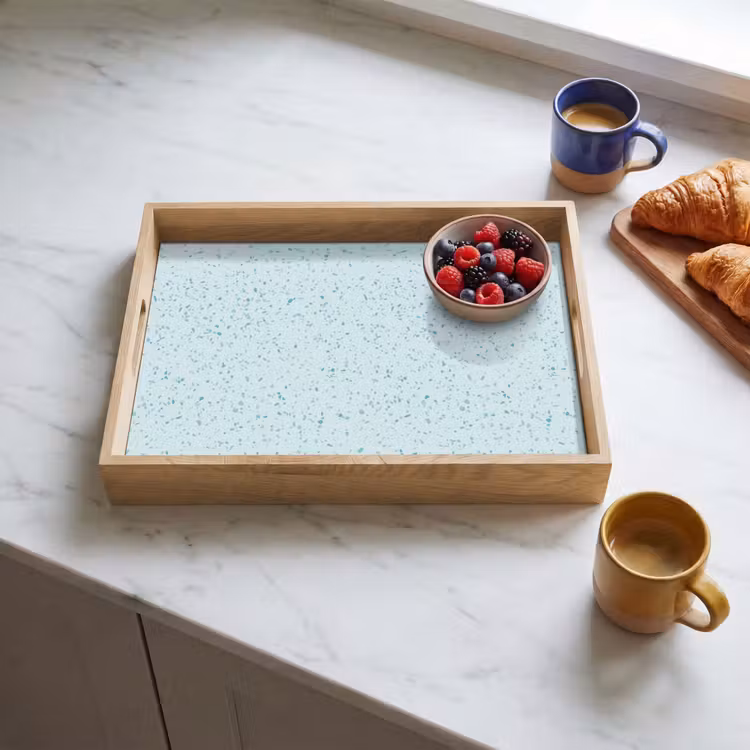 Vassoio - Terrazzo - Motivo - Colorato - Blu bambino — 3