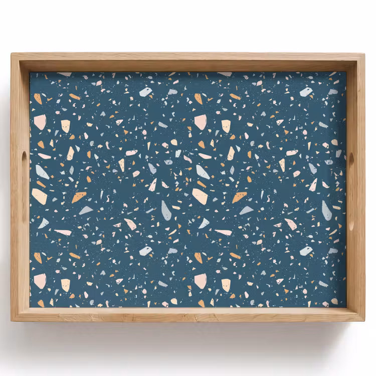 Vassoio - Terrazzo - Motivo - Colorato - Blu intenso — 1