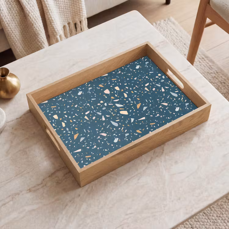 Vassoio - Terrazzo - Motivo - Colorato - Blu intenso — 2