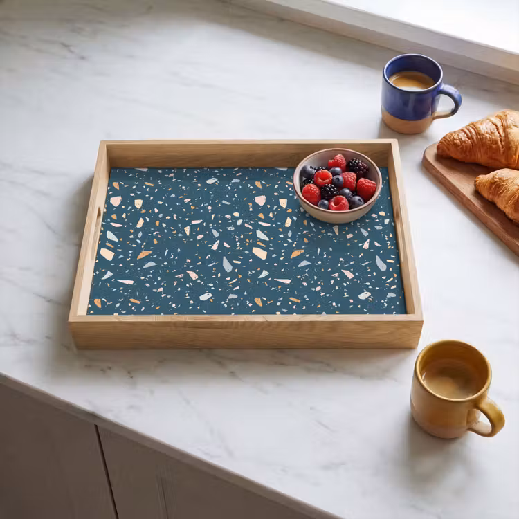 Vassoio - Terrazzo - Motivo - Colorato - Blu intenso — 3