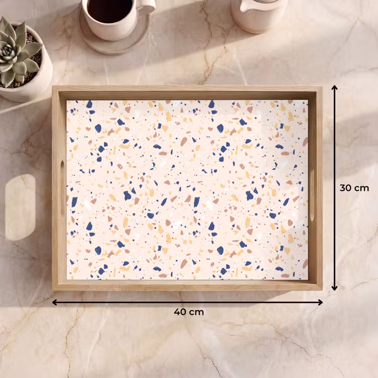 Vassoio - Terrazzo - Motivo - Colorato - Indaco — 7