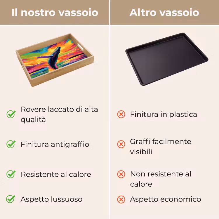 Vassoio - Tramonto - Balena - Dipinto - Colorato — 9