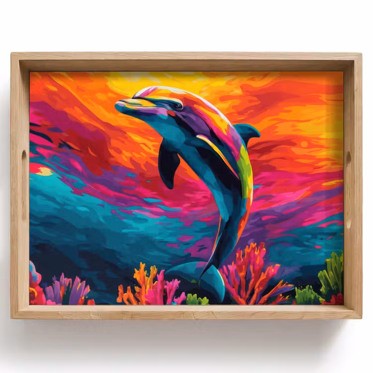 Vassoio - Delfino - Colorato - Oceano - Corallo — 1
