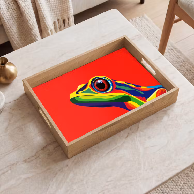Vassoio - Rana - Colorata - A strisce - Occhi — 2