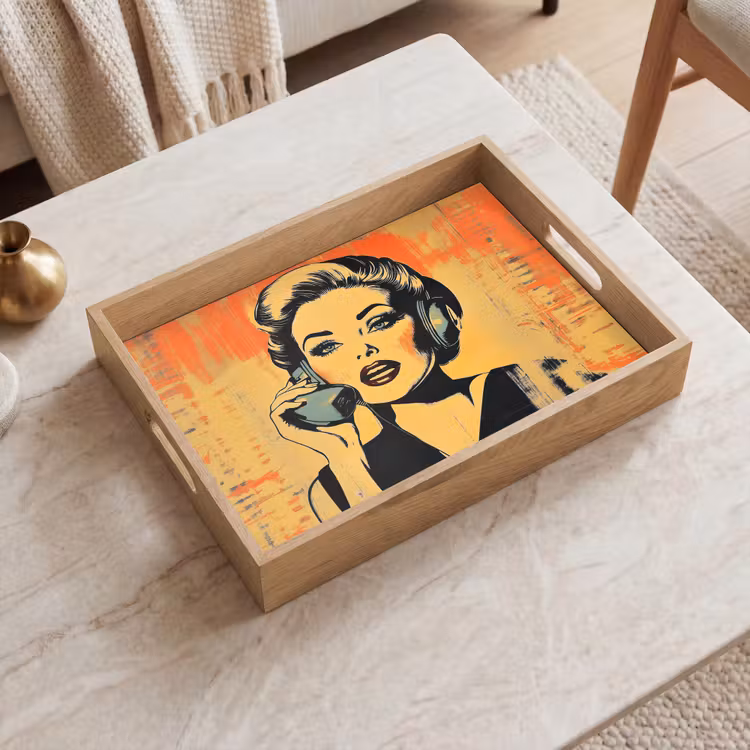 Vassoio - Retro - Donna - Cuffie - Arancione — 2