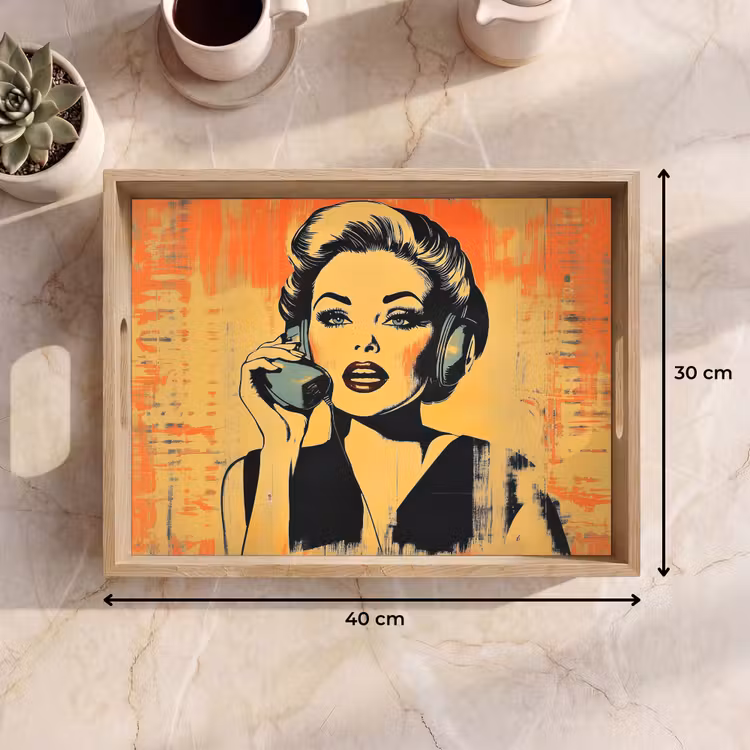 Vassoio - Retro - Donna - Cuffie - Arancione — 7