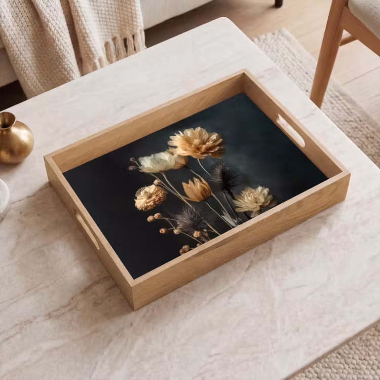 Vassoio - Bouquet - Fiori - Luce - Nero — 2