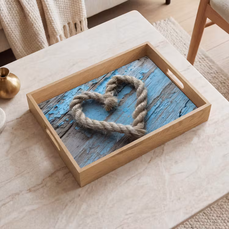 Vassoio - Cuore - Corda - Legno - Rustico — 2