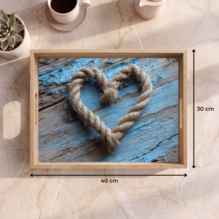 Vassoio - Cuore - Corda - Legno - Rustico — 7