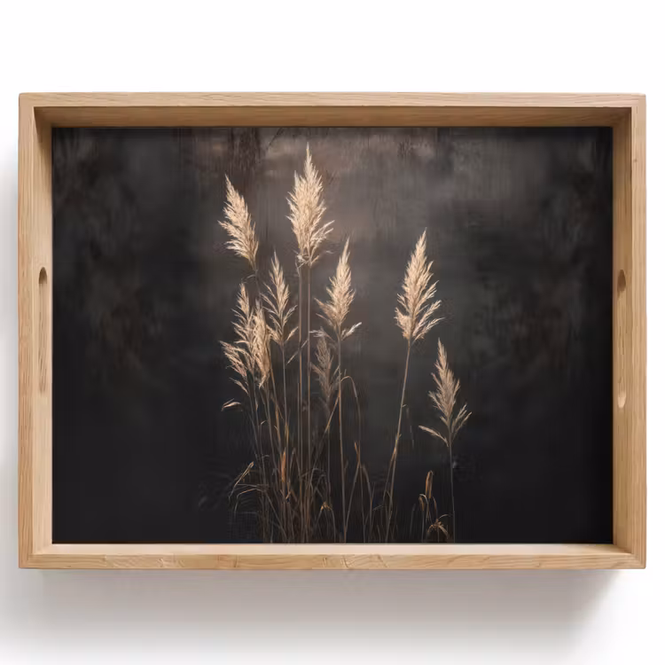 Vassoio - Erba ornamentale - Pennacchi - Illuminazione - Nero — 1