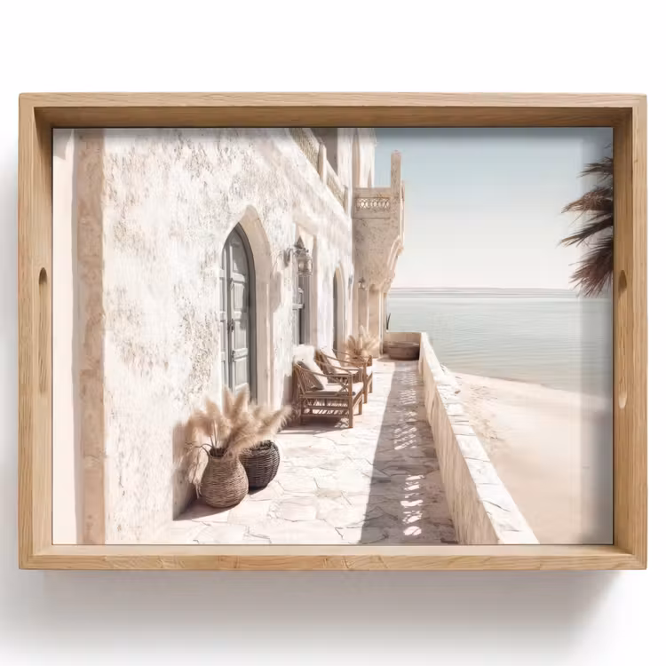 Vassoio - Terrazza - Sedie - Spiaggia - Beige — 1