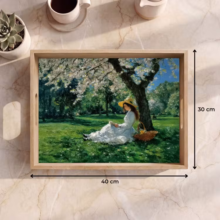Vassoio - Donna - Albero - Libro - Cestino — 7