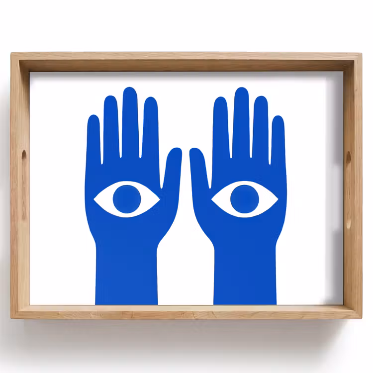 Vassoio - Mani - Due - Occhi - Blu — 1