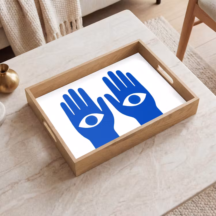 Vassoio - Mani - Due - Occhi - Blu — 2