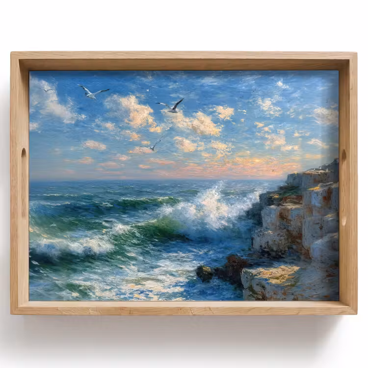 Vassoio - Mare - Onde - Rocce - Gabbiani — 1