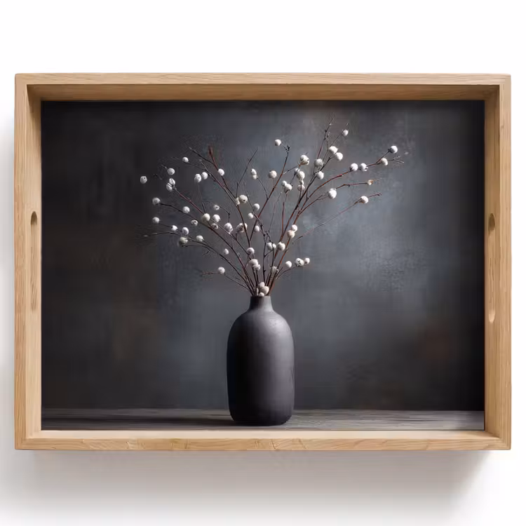 Vassoio - Rami - Vaso - Sfere - Bianco — 1