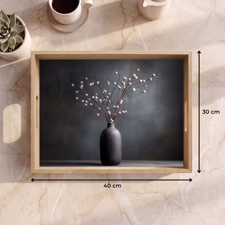 Vassoio - Rami - Vaso - Sfere - Bianco — 7