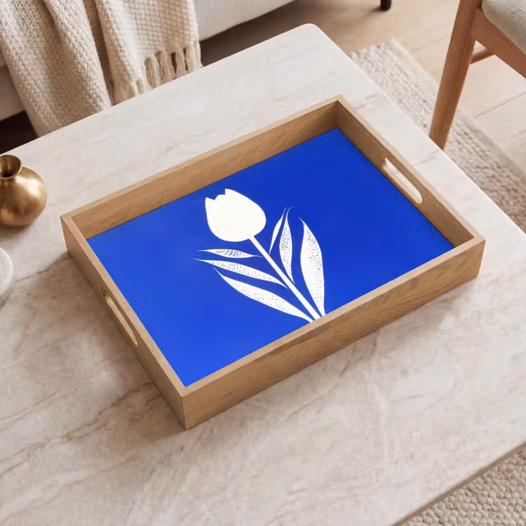 Vassoio - Tulipano - Minimalista - Foglie - Bianco — 2