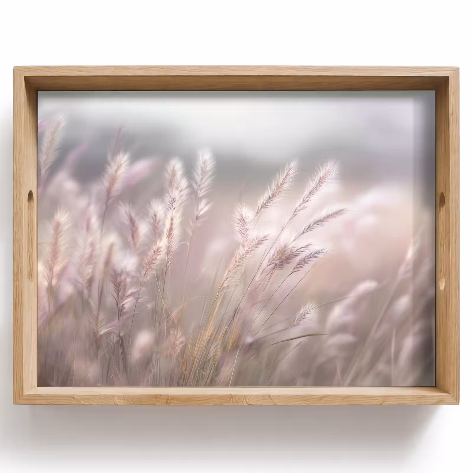 Vassoio - Pennacchi d'erba - Vento - Beige - Nebbia — 1