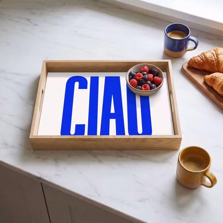 Vassoio - Ciao - Lettere maiuscole - Blu - Minimalista — 3