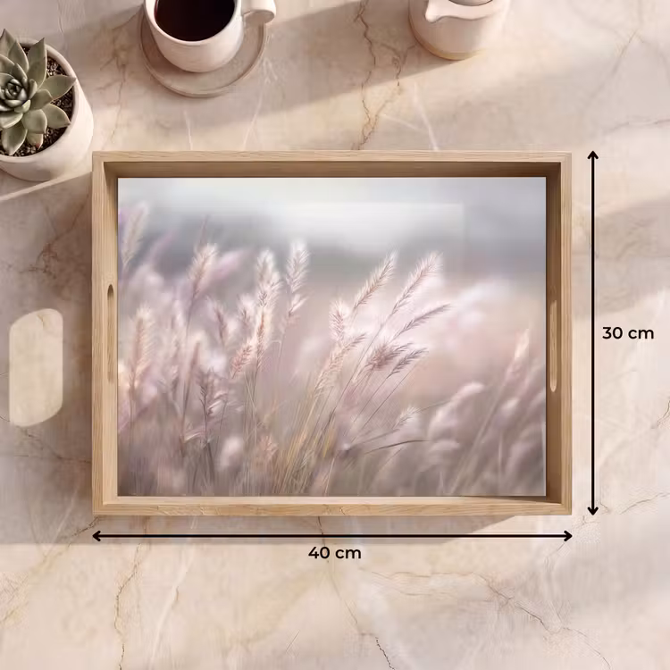Vassoio - Pennacchi d'erba - Vento - Beige - Nebbia — 7
