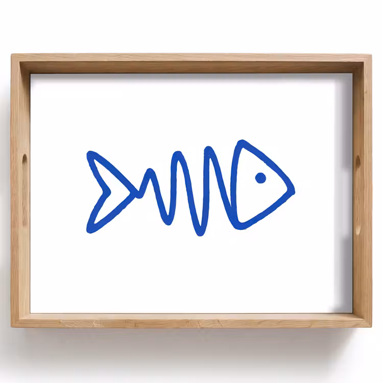Vassoio - Pesce - Minimalista - Blu - Linea — 1
