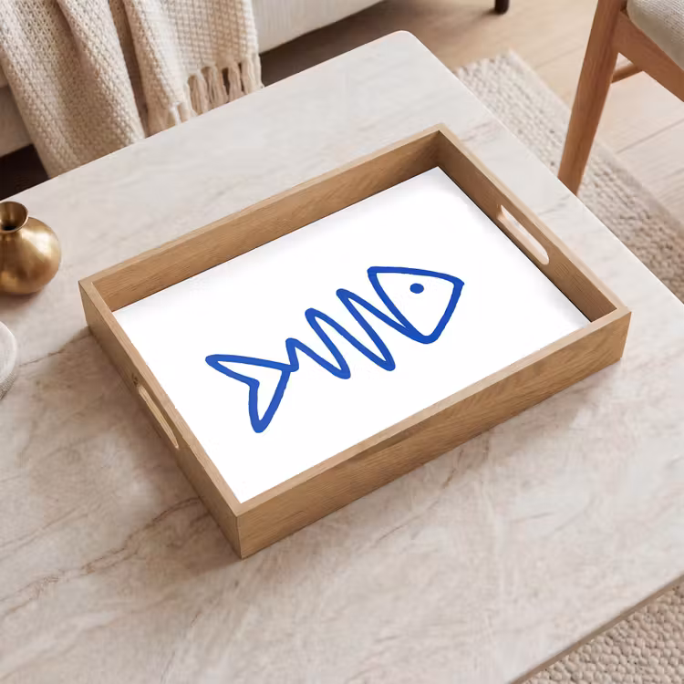 Vassoio - Pesce - Minimalista - Blu - Linea — 2