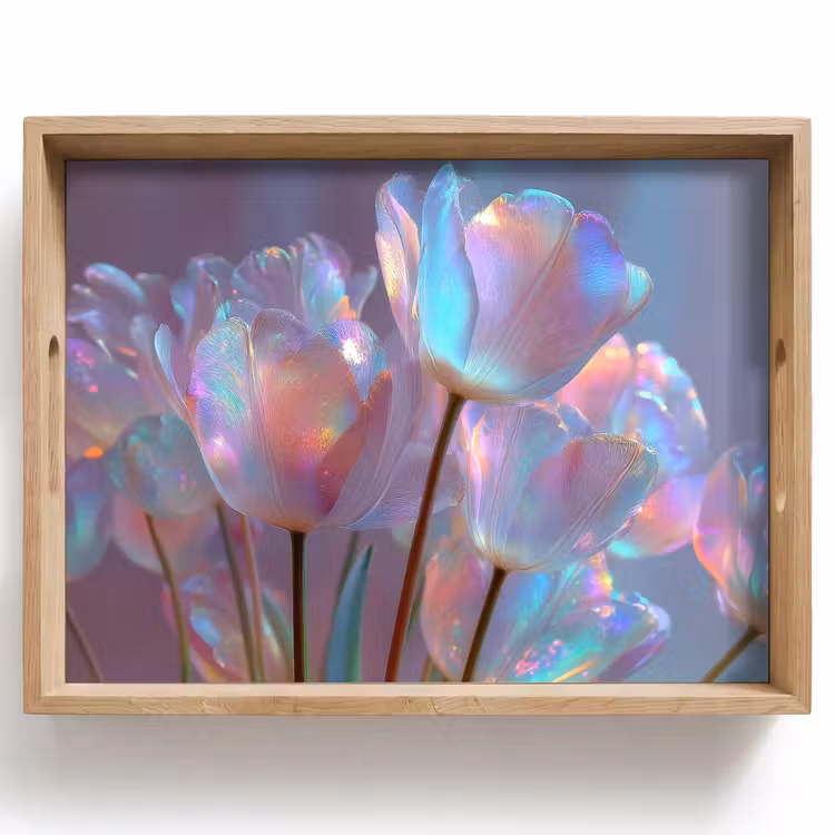 Vassoio - Tulipani - Bicchieri - Petali - Tonalità pastello — 1