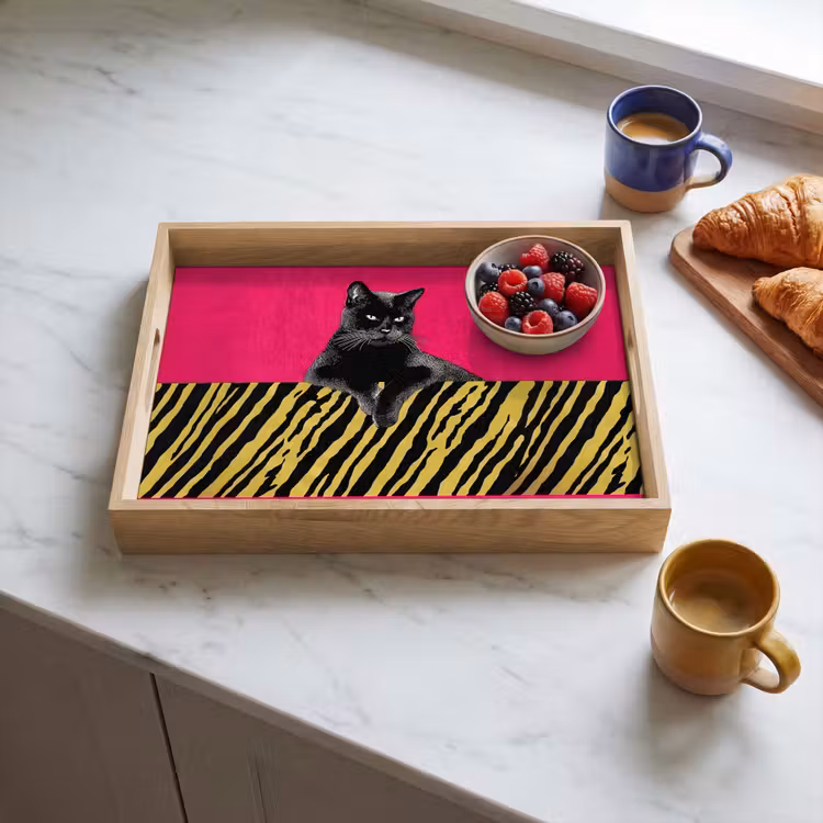 Vassoio - Gatto - Capo - Rosa - Stampa tigre — 3