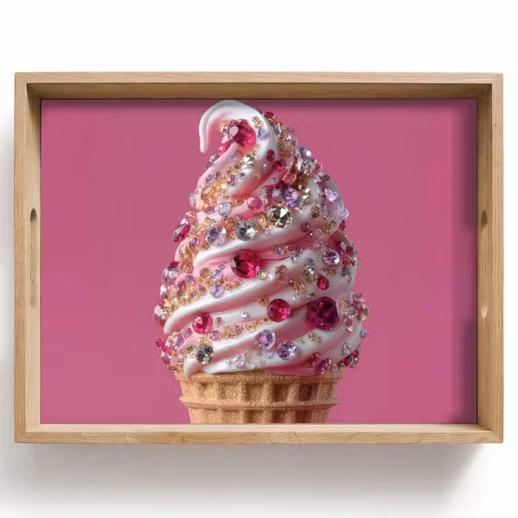 Vassoio - Gelato soft - Gemme - Rosa - cono — 1