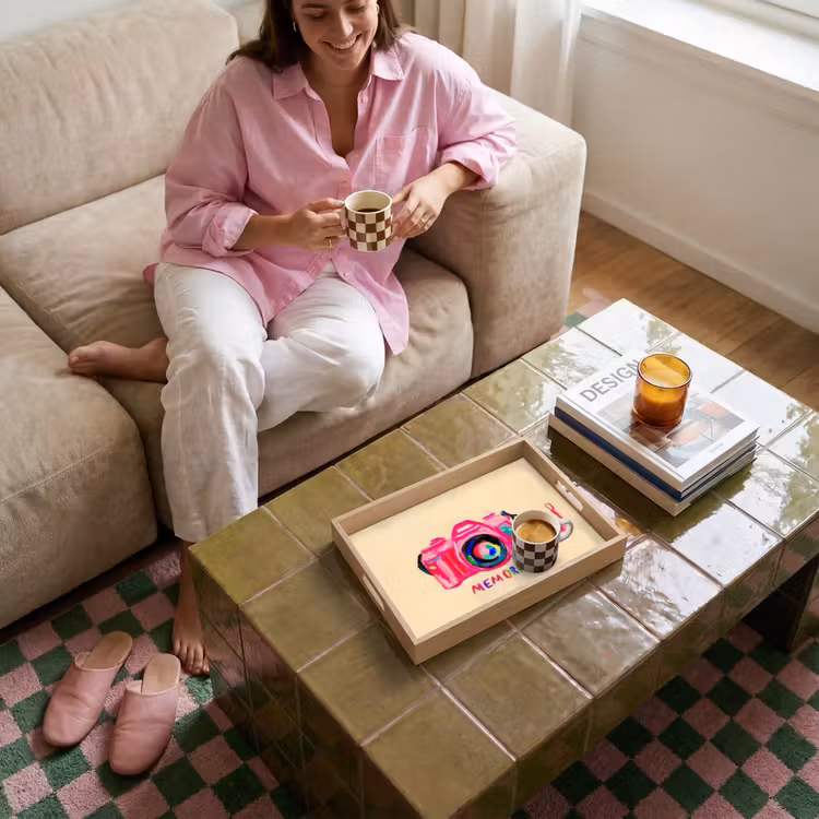 Vassoio - Macchina fotografica - Ricordi - Rosa - Dipinto — 4