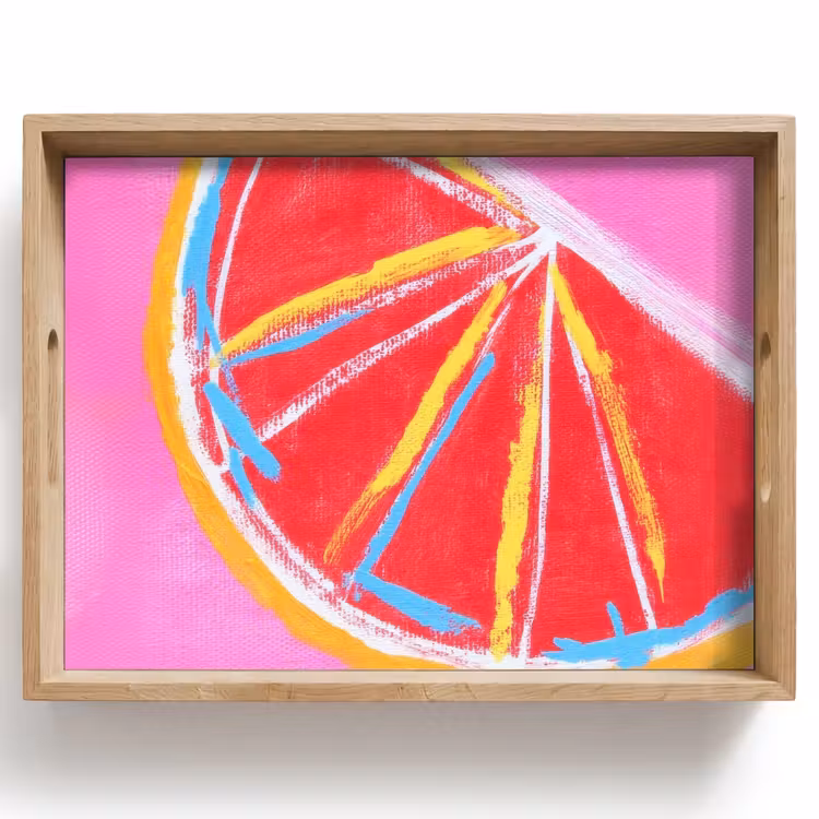 Vassoio - Pompelmo - Dipinto - Rosa - Righe — 1
