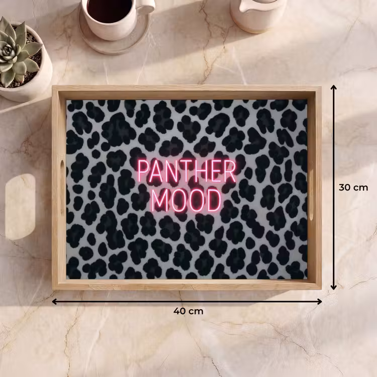 Vassoio - Stampa pantera - Nero - Lettere neon - Rosa — 7