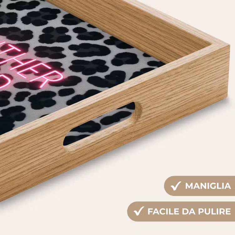 Vassoio - Stampa pantera - Nero - Lettere neon - Rosa — 8