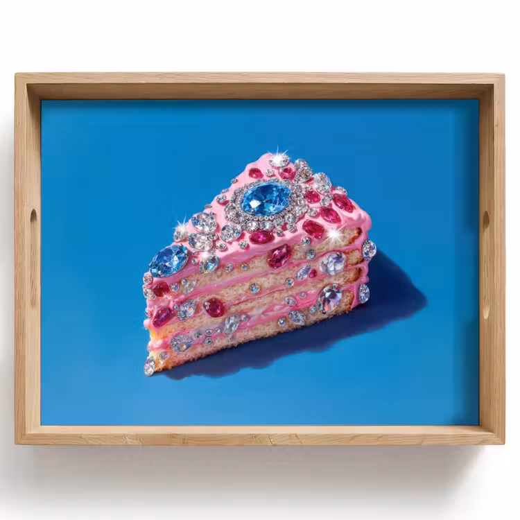 Vassoio - Torta - Gemme - Glitter - Rosa — 1