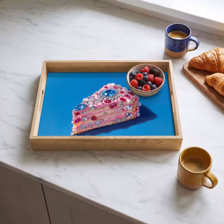 Vassoio - Torta - Gemme - Glitter - Rosa — 3