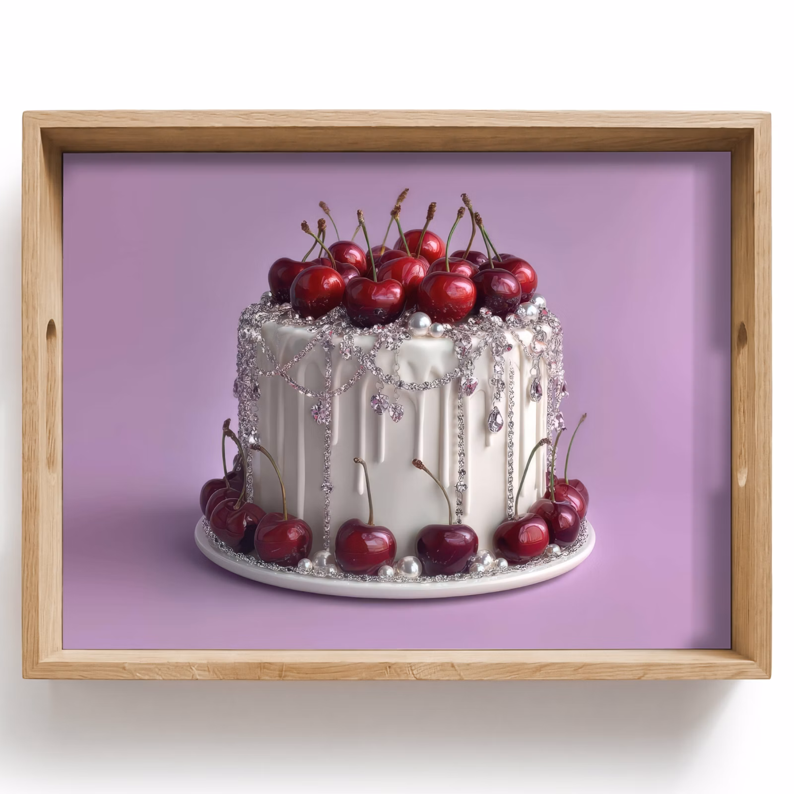 Vassoio - Torta - Ciliegia - Gioielli - Rosso — 1