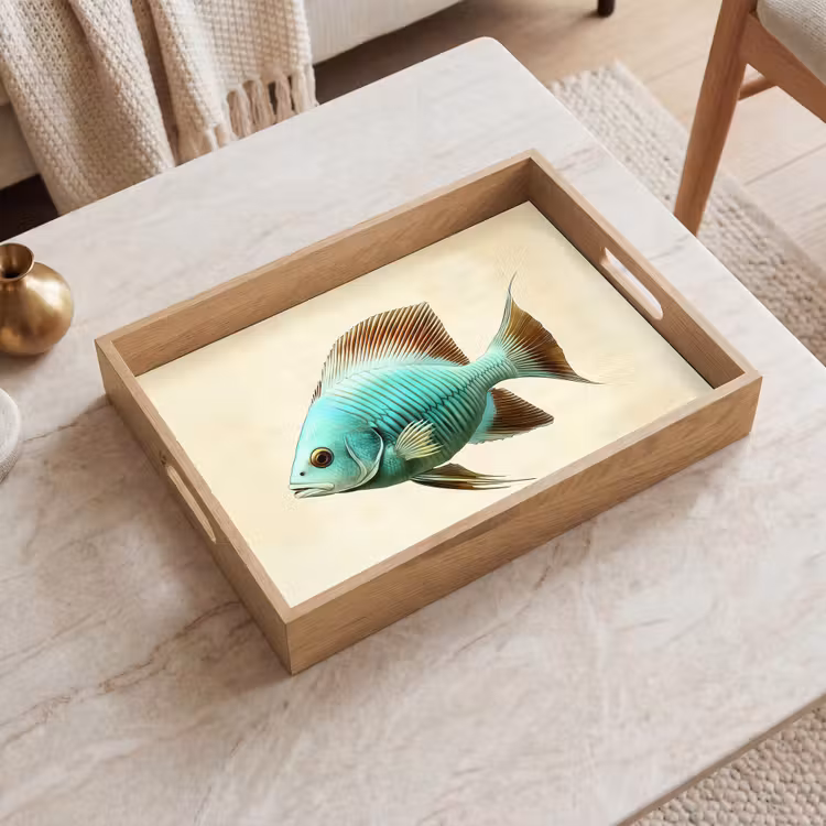 Vassoio - Scaglie - Pesce - Menta - Minimalista — 2