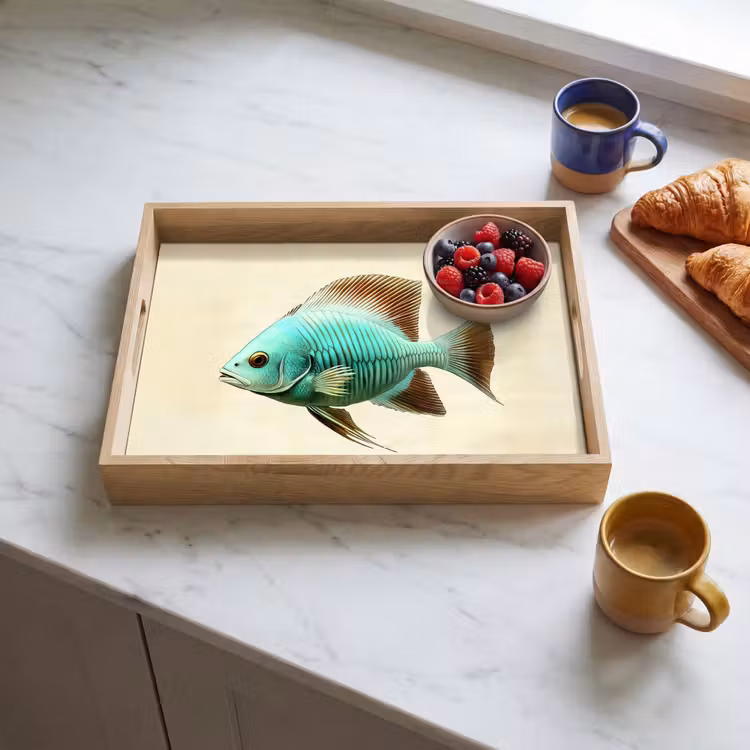 Vassoio - Scaglie - Pesce - Menta - Minimalista — 3